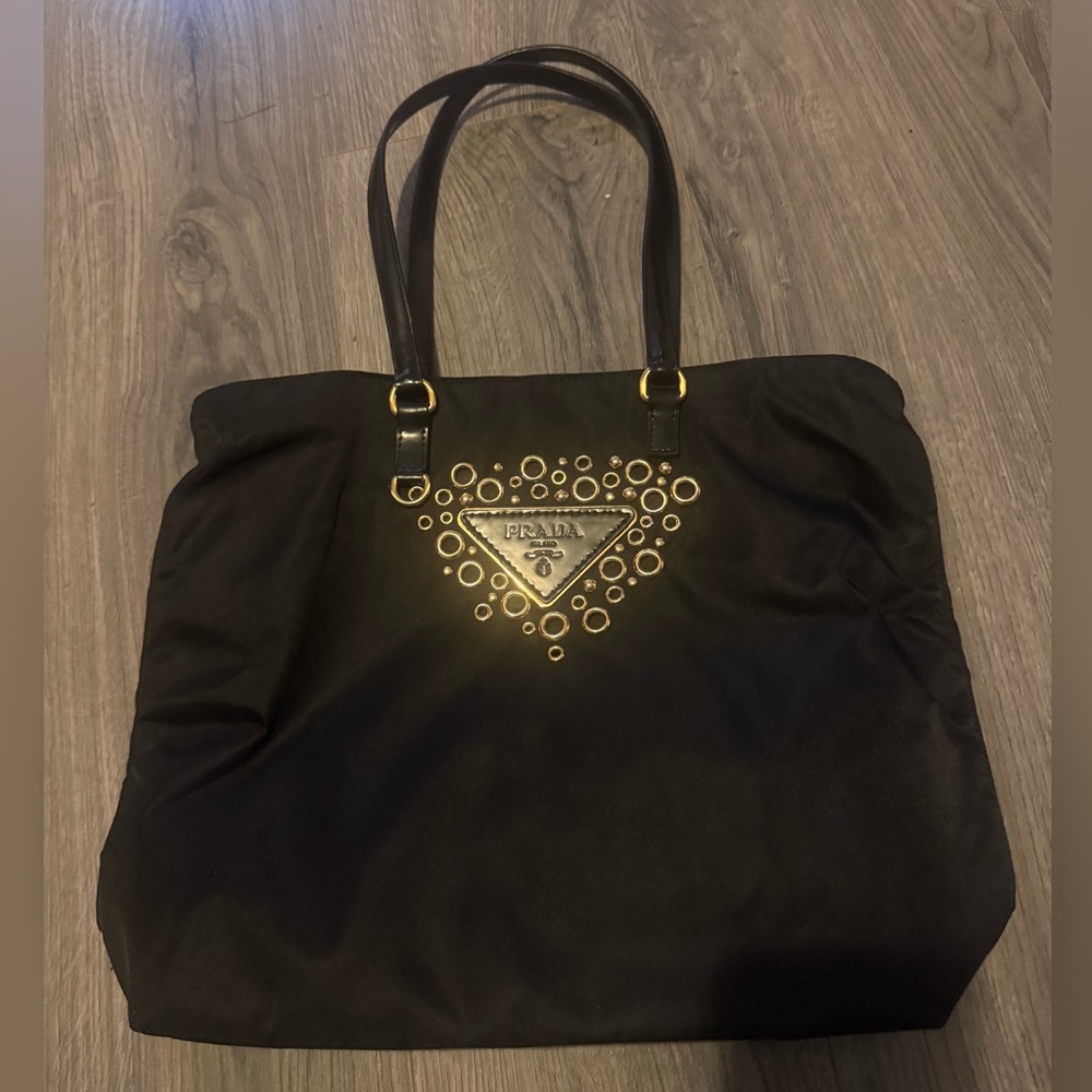 Prada Black Tote with Gold Accents